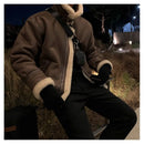 MRCYC Suede Stand Collar Cotton Coat for Men Loose Fit Warm Cotton padded Jacket Korean Style Trendy Lambswool Coat image 2