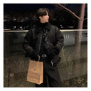 KOREAN SUEDE STAND COLLAR LAMBSWOOL COTTON COAT Mrcyc