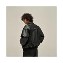 Oulang s store American retro leather jacket men s trendy high end fashion brand European and American street ruffian handsome boyfriend jacket couple image 5