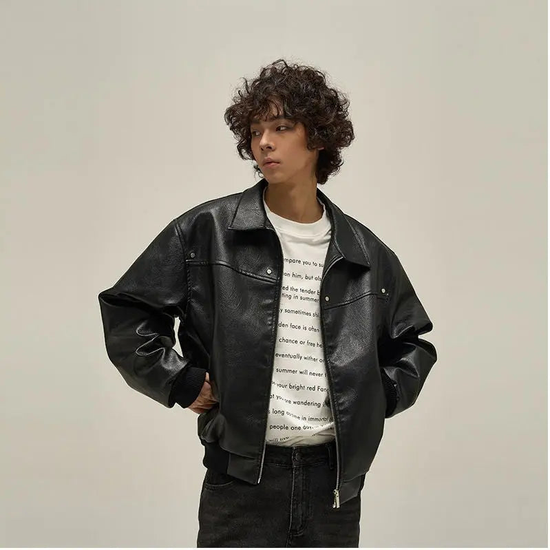 AMERICAN RETRO HIGH-END STREET LEATHER JACKET WLNEXT/尾郎