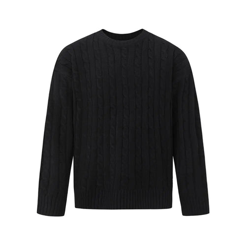 MRCYC Japanese Fried Dough Twists Pullover Sweater Men s Winter Warm Loose Top Korean Fashion Round Neck Knit image 5