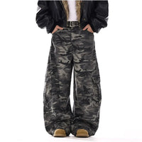 RETRO CAMOUFLAGE CURVED-LEG JEANS