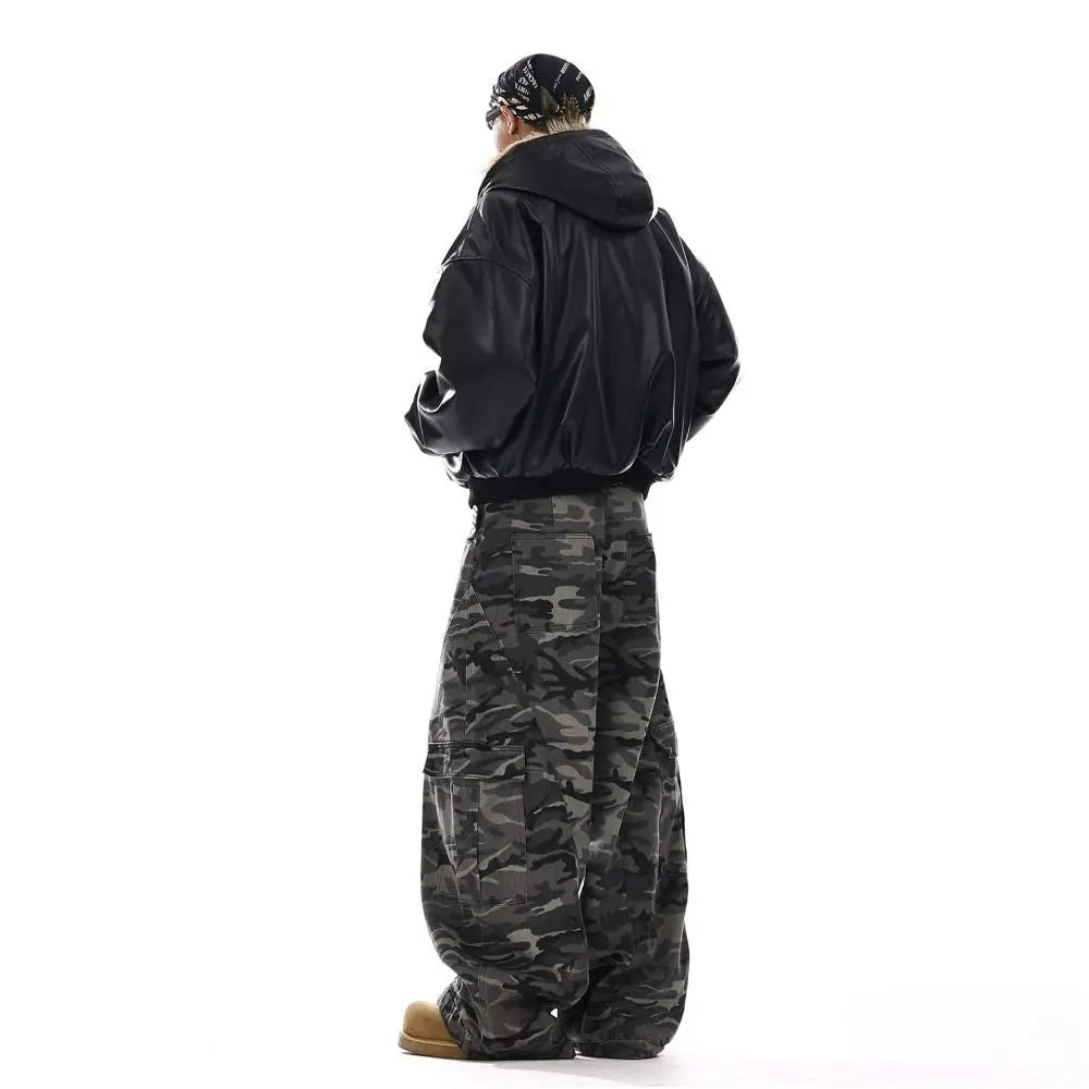 American retro camouflage curved knife jeans men s trendy brand high street pocket design sense straight tube casual loose work pants image 4