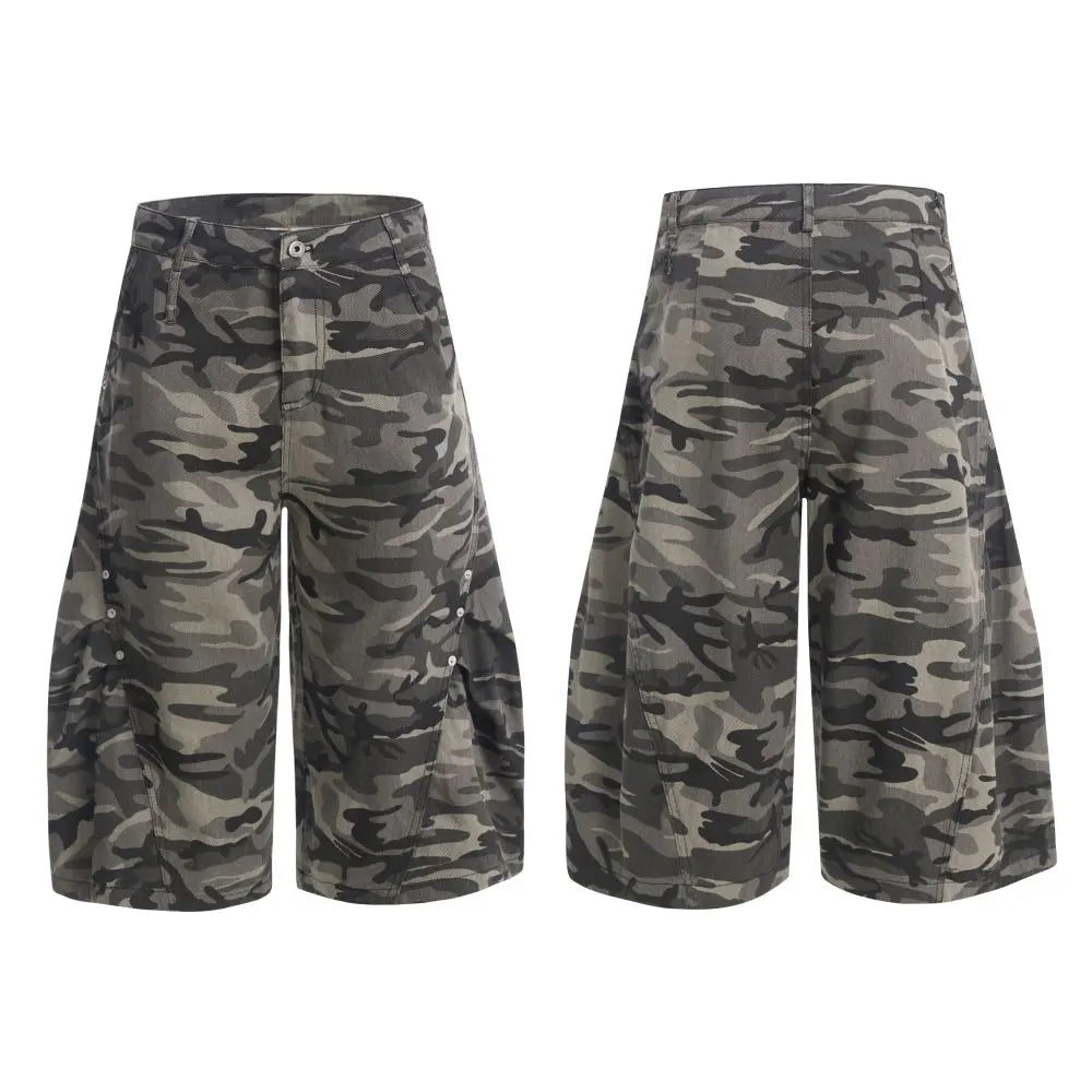 AMERICAN RETRO CAMOUFLAGE CURVED-LEG JEANS 无品牌/无注册商标