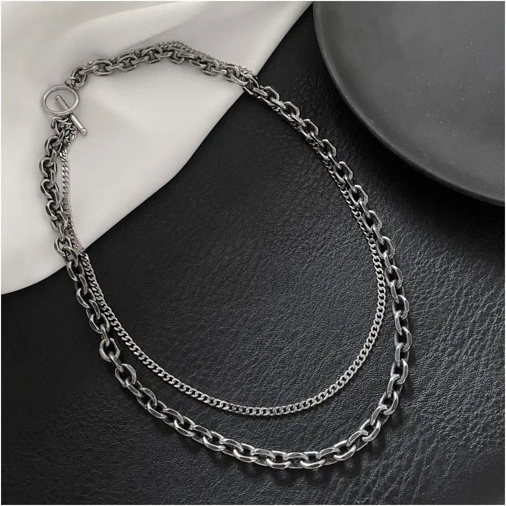 Carmen original trendy brand niche design retro necklace hip hop personality one line buckle collarbone chain necklace accessories image 2
