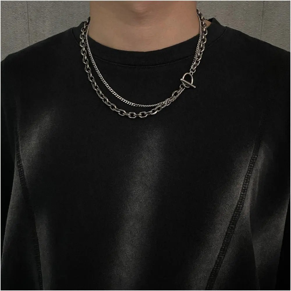 Carmen original trendy brand niche design retro necklace hip hop personality one line buckle collarbone chain necklace accessories image 0