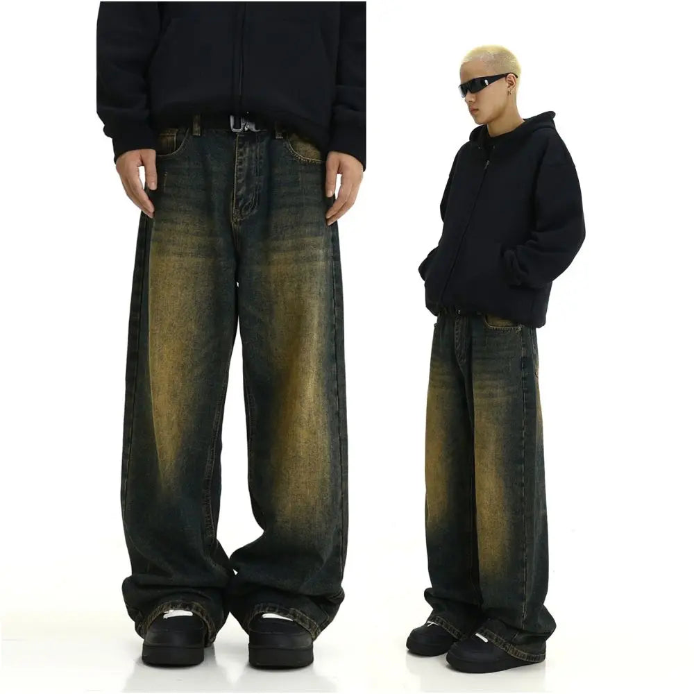 RETRO YELLOW-MUD WASHED DAD JEANS