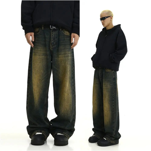 AMERICAN RETRO YELLOW-MUD WASHED DAD JEANS 无品牌/无注册商标