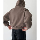 Brown short hooded sweatshirt for men in spring and autumn new style from Dongdaemun South Korea retro style heavy industry high end sense top jacket image 3