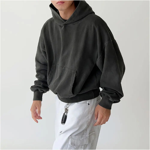 DONGDAEMUN RETRO BOXY SHORT HOODED SWEATSHIRT 我是大卫