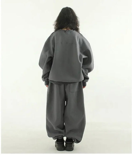 Black couple plus size sports hoodie set men s autumn heavyweight pants high street American balloon ankle tied casual sweatpants image 5