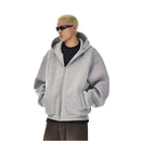 American style boxy heavy silhouette hooded sweatshirt for men and women in winter high street thick loose warm zipper cardigan jacket image 2