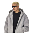 American style boxy heavy silhouette hooded sweatshirt for men and women in winter high street thick loose warm zipper cardigan jacket image 3