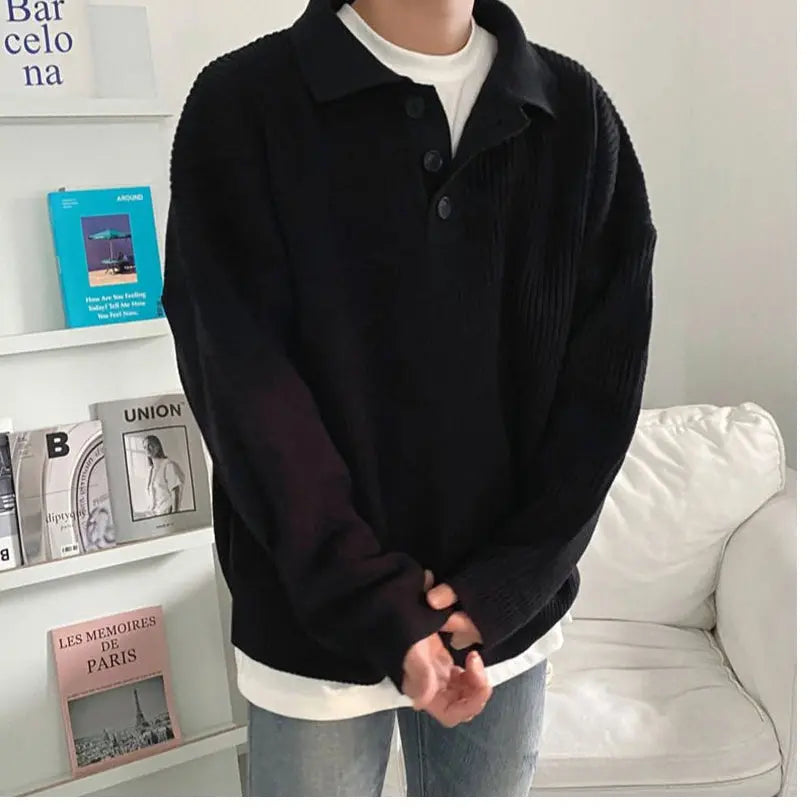 LOOSE FIT COLLARED KNIT SWEATER COAT