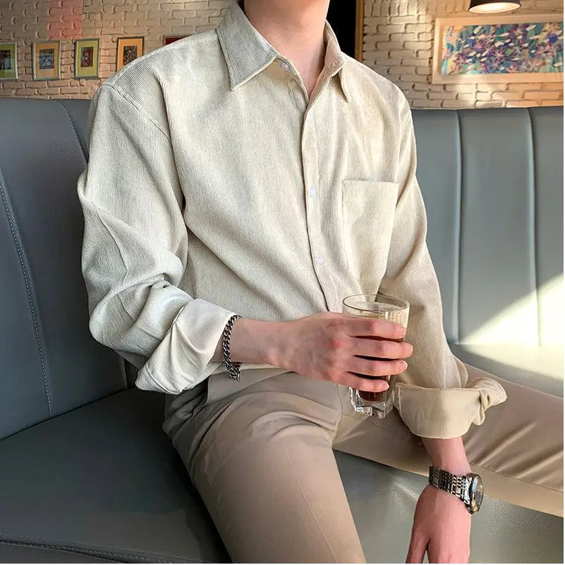 KOREAN RETRO CORDUROY LONG SLEEVE SHIRT Mrcyc