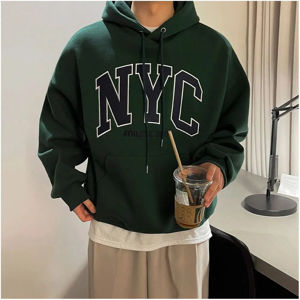 MRCYC Retro Embroidered Hoodie Men s Autumn New Loose Cotton Top Korean Trendy Hoodie Coat image 2