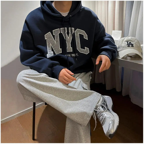 MRCYC Retro Embroidered Hoodie Men s Autumn New Loose Cotton Top Korean Trendy Hoodie Coat image 3