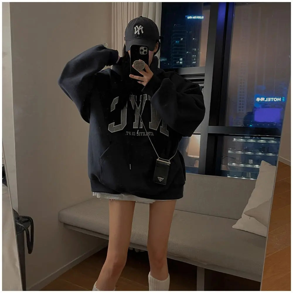 MRCYC Retro Embroidered Hoodie Men s Autumn New Loose Cotton Top Korean Trendy Hoodie Coat image 4