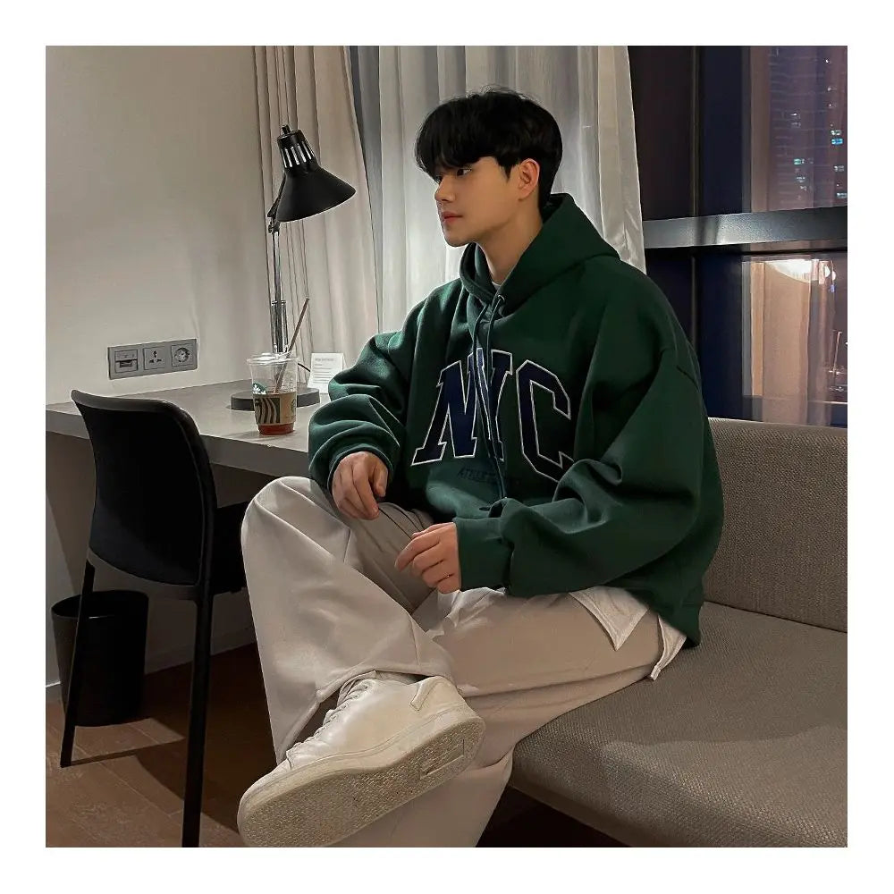 MRCYC Retro Embroidered Hoodie Men s Autumn New Loose Cotton Top Korean Trendy Hoodie Coat image 0