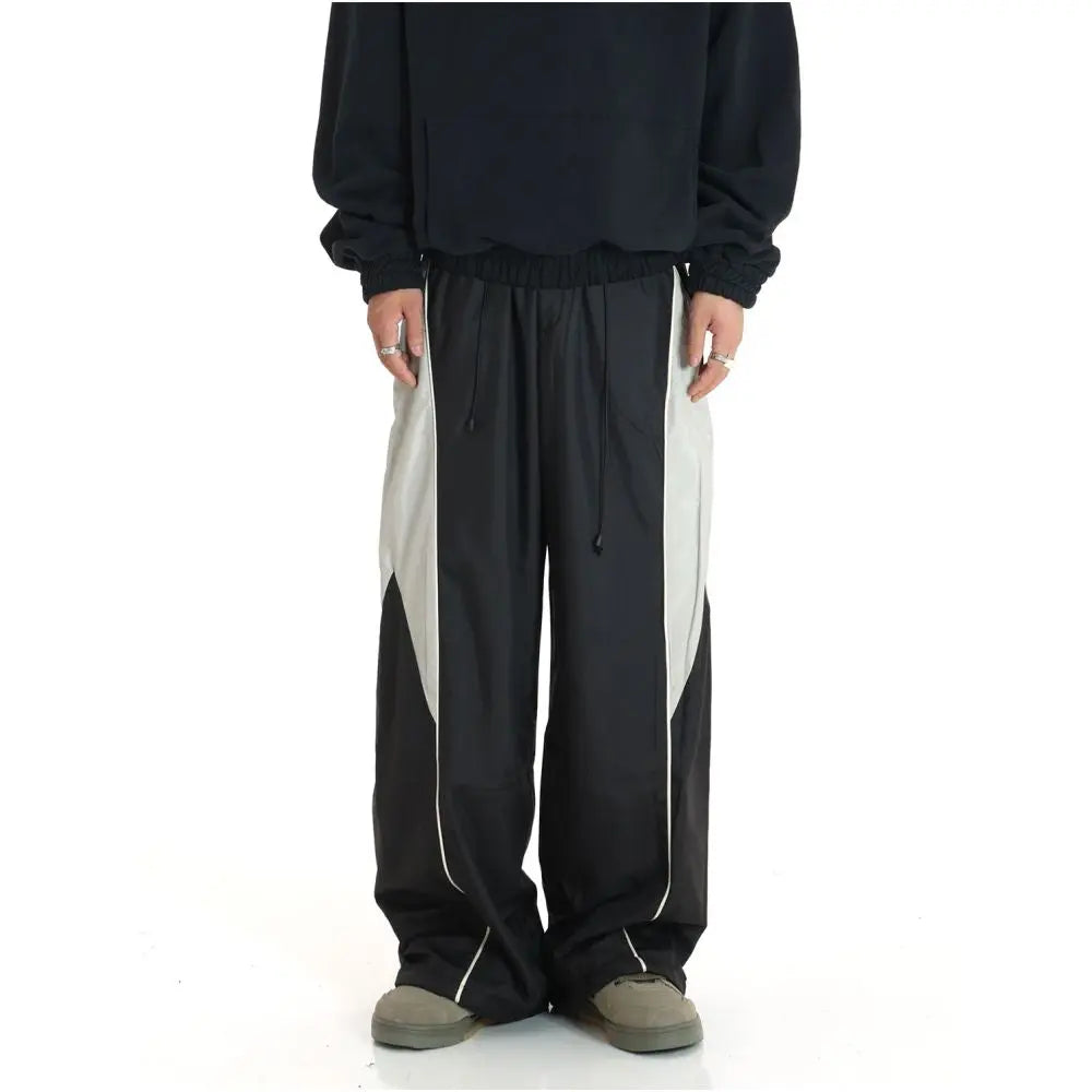 AMERICAN RETRO COLOR-BLOCKED STRAIGHT-LEG SPORTS PANTS 无品牌/无注册商标