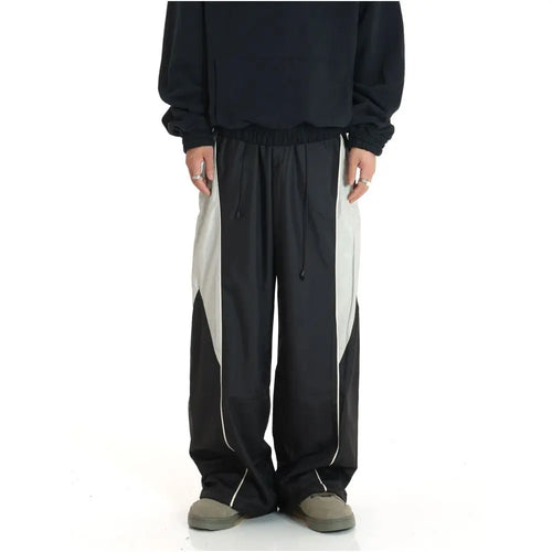 AMERICAN RETRO COLOR-BLOCKED STRAIGHT-LEG SPORTS PANTS 无品牌/无注册商标