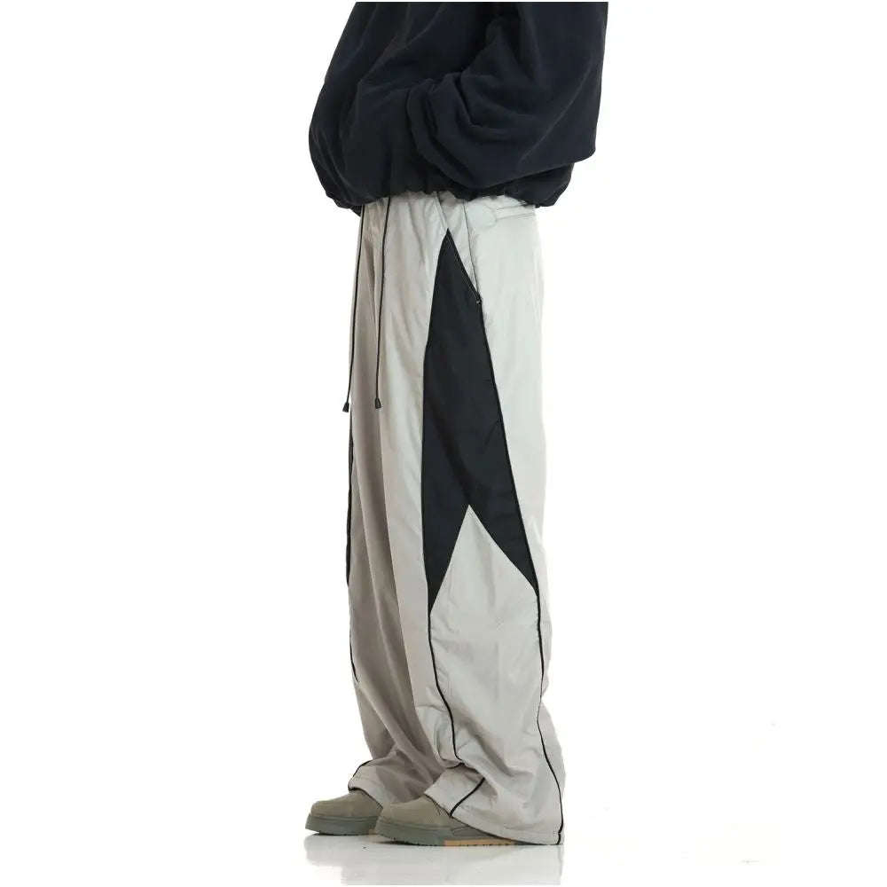 AMERICAN RETRO COLOR-BLOCKED STRAIGHT-LEG SPORTS PANTS 无品牌/无注册商标