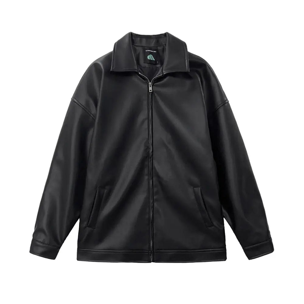 Pi Shuai PU Leather Motorcycle Jacket Spring New Korean Loose Youth Leather Jacket MRCYC Trendy Baseball Leather Jacket image 5