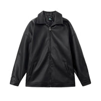 LOOSE FIT PU LEATHER MOTORCYCLE JACKET