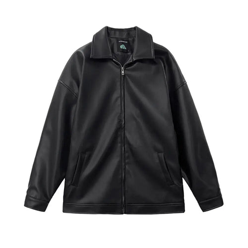 Pi Shuai PU Leather Motorcycle Jacket Spring New Korean Loose Youth Leather Jacket MRCYC Trendy Baseball Leather Jacket image 5