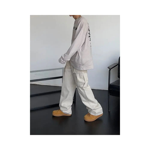 European and American street fashion brand work pants with high waist and slim straight leg pants suitable for spring and autumn loose large pocket casual pants image 4