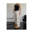 European and American street fashion brand work pants with high waist and slim straight leg pants suitable for spring and autumn loose large pocket casual pants image 0
