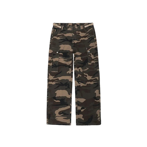 EURO-AMERICAN HIGH-WAIST WORKWEAR STRAIGHT-LEG PANTS 无品牌/无注册商标
