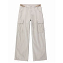 EURO-AMERICAN HIGH-WAIST WORKWEAR STRAIGHT-LEG PANTS 无品牌/无注册商标