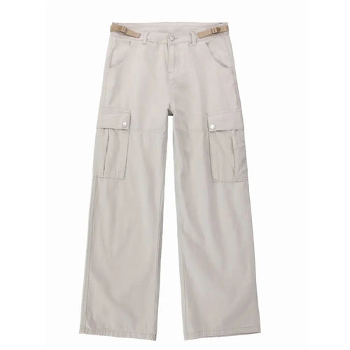 EURO-AMERICAN HIGH-WAIST WORKWEAR STRAIGHT-LEG PANTS 无品牌/无注册商标
