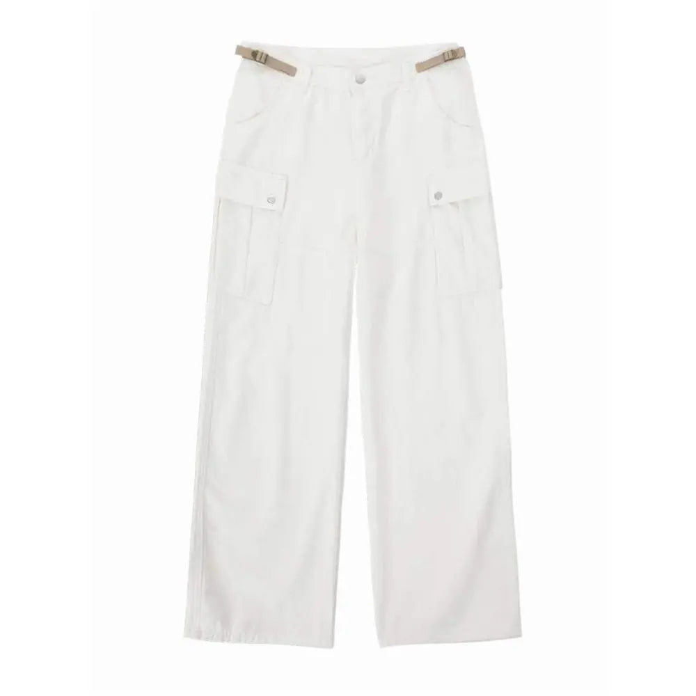 EURO-AMERICAN HIGH-WAIST WORKWEAR STRAIGHT-LEG PANTS 无品牌/无注册商标
