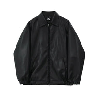 RETRO COLLAR LOOSE MOTORCYCLE LEATHER JACKET