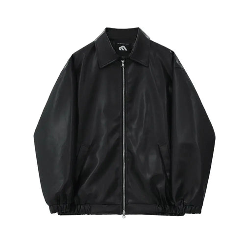 MRCYC simple retro collar leather jacket for men s spring loose motorcycle leather jacket Korean trendy and cool jacket image 5