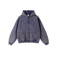 STREET OVERSIZED DISTRESSED ZIP-UP HOODIE