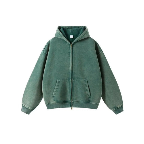 AMERICAN STREET OVERSIZED DISTRESSED ZIP-UP HOODIE Artiemaster