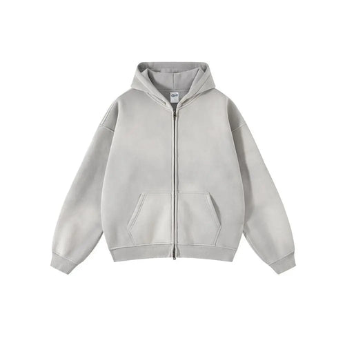 AMERICAN STREET OVERSIZED DISTRESSED ZIP-UP HOODIE Artiemaster