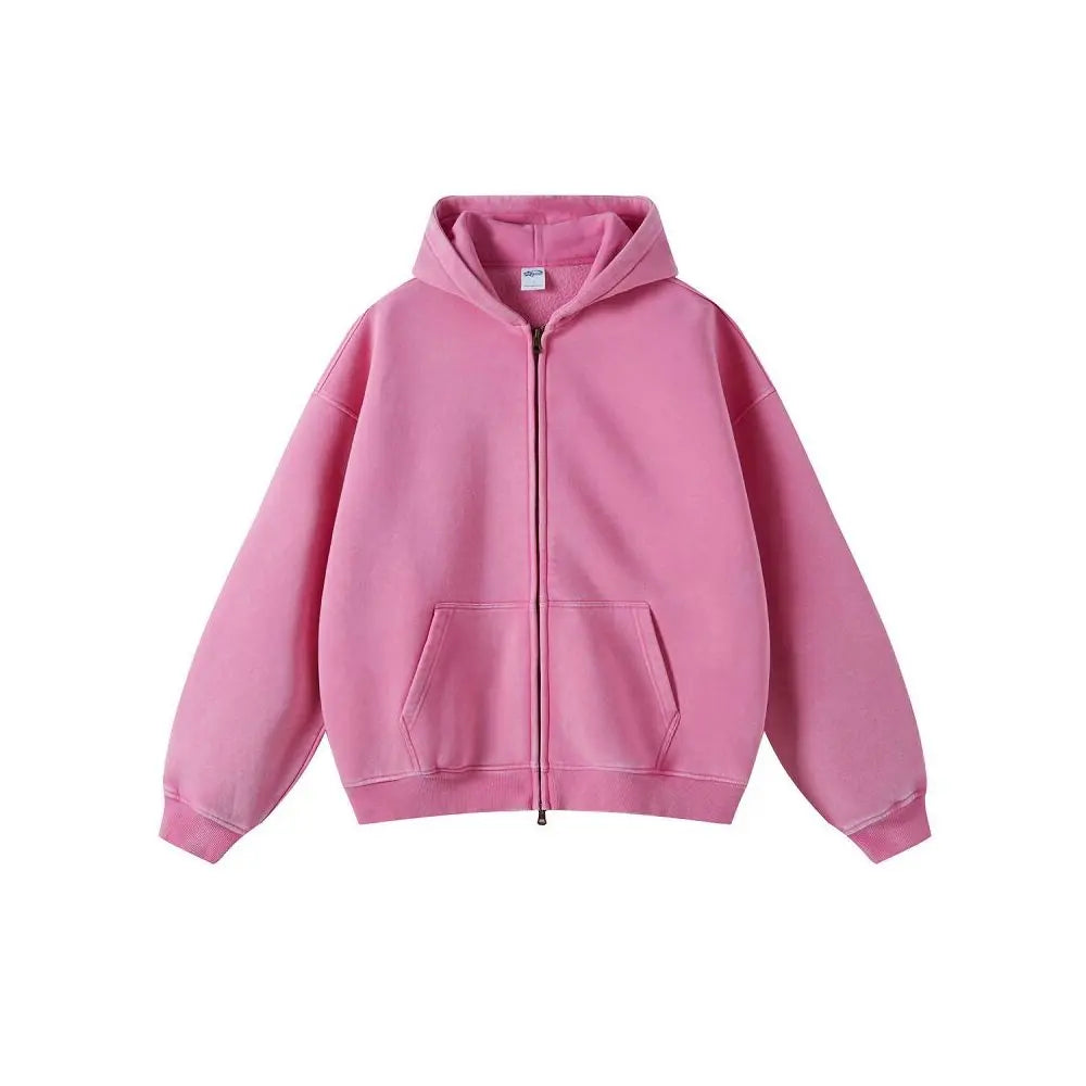AMERICAN STREET OVERSIZED DISTRESSED ZIP-UP HOODIE Artiemaster