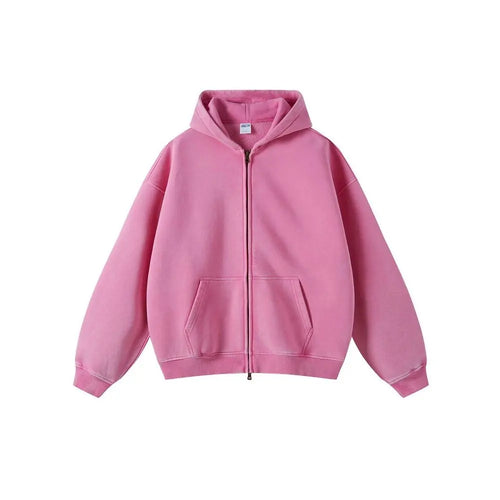 AMERICAN STREET OVERSIZED DISTRESSED ZIP-UP HOODIE Artiemaster