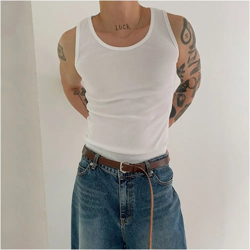 AMERICAN SLIM FIT COTTON SLEEVELESS VEST T-SHIRT Mrcyc