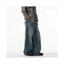 Oulang s store features American retro curved knife pants for men with a niche design wide legs loose fit and handsome jeans for couples image 3