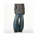 AMERICAN RETRO CURVED-LEG WIDE FIT NICHE JEANS 77FIGHT SINCE 77X77