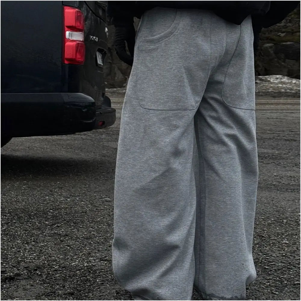 American lazy style deconstructive sweatpants for men and women in spring versatile high waisted relaxed loose casual sports wide leg pants image 2