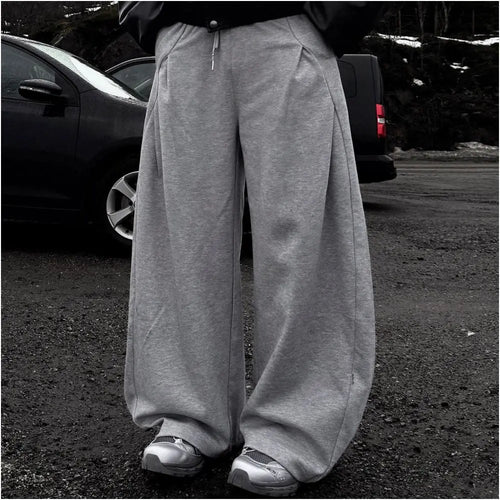 American lazy style deconstructive sweatpants for men and women in spring versatile high waisted relaxed loose casual sports wide leg pants image 3