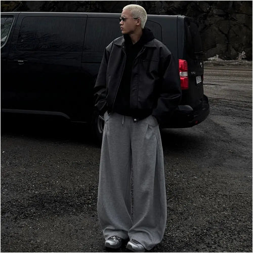American lazy style deconstructive sweatpants for men and women in spring versatile high waisted relaxed loose casual sports wide leg pants image 4