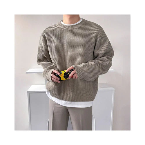 KOREAN LOOSE LAZY STYLE ROUND-NECK KNIT SWEATER Mrcyc