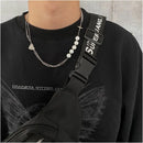 Carmen niche reflective pearl cross patchwork necklace for women light luxury for men trendy hip hop personality versatile collarbone chain image 1